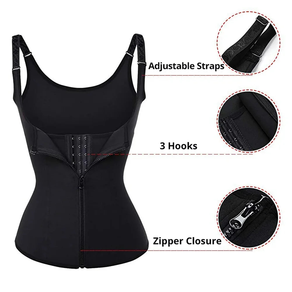 Women’s Waist Trainer Tank – Zipper Tummy Control Top