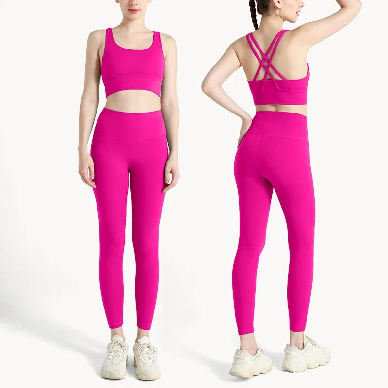 Women’s 2-Piece Yoga Set – Cross Back & Comfort Fit