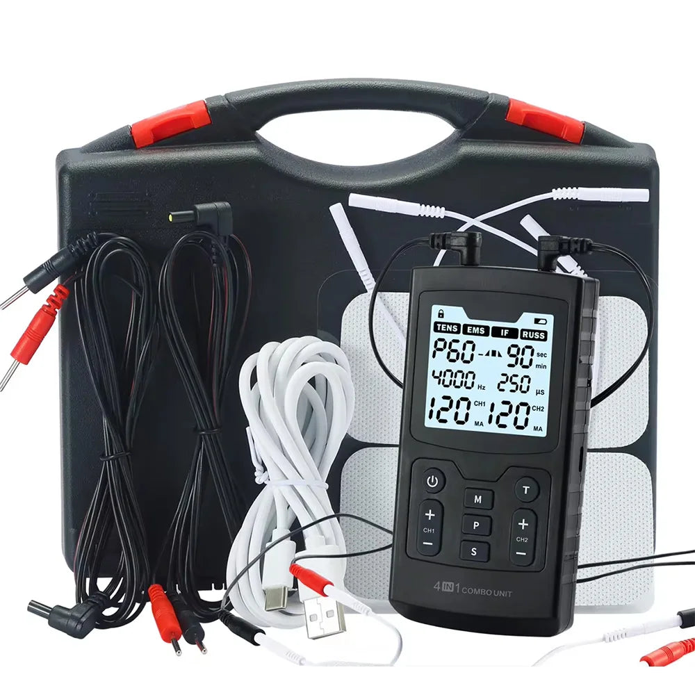 4-in-1 Electric Muscle Stimulator – TENS, IFT, EMS & Physiotherapy Device