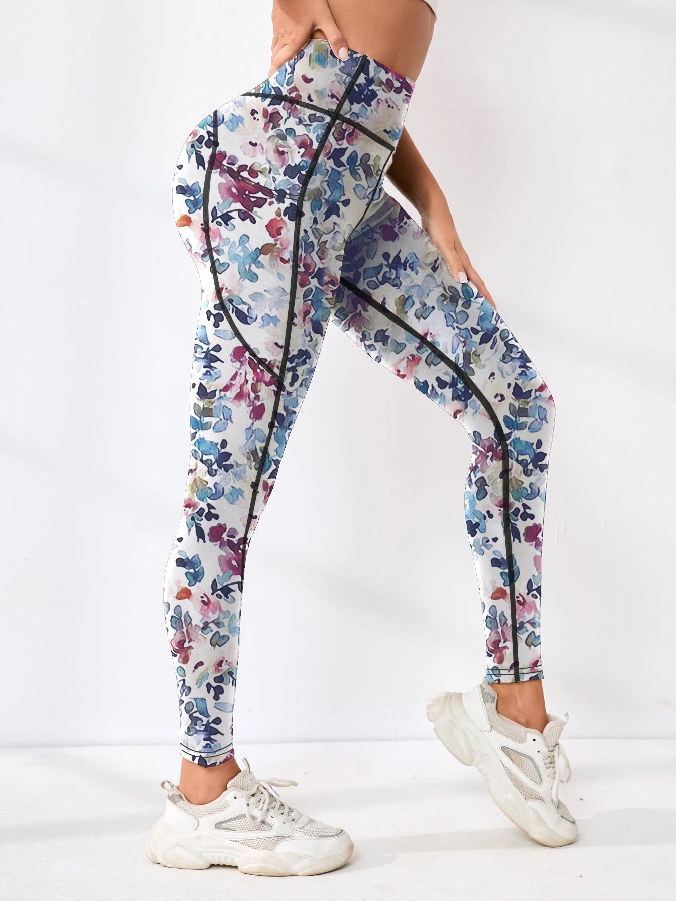 Printed High-Waist Fitness Pants – Pocketed & Slim Fit