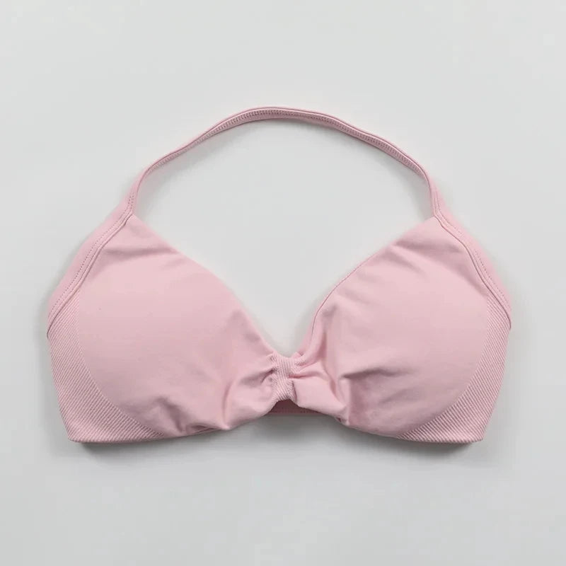 Strappy Sports Bra – Seamless Push-Up Support