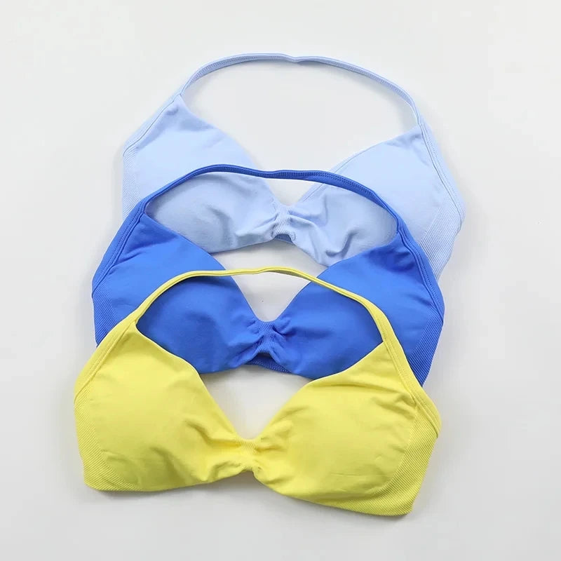 Strappy Sports Bra – Seamless Push-Up Support