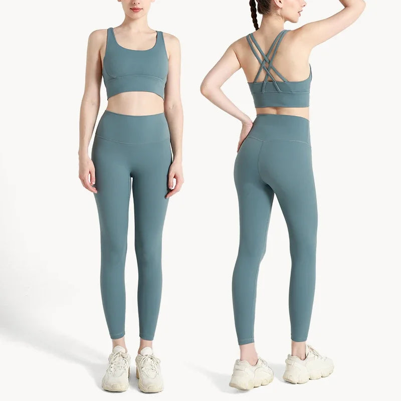 Women’s 2-Piece Yoga Set – Cross Back & Comfort Fit