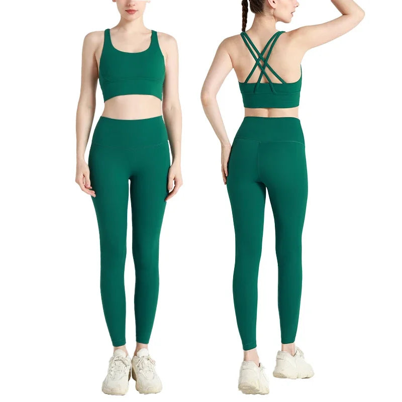 Women’s 2-Piece Yoga Set – Cross Back & Comfort Fit